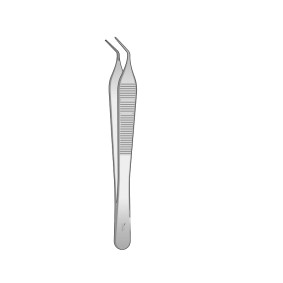 Adson Tissue Forceps, Angled, Cross Serrated, 1X2 Teeth, 12cm Adson Tissue Forceps, Angled, Cross Serrated, 1X2 Teeth, 12cm