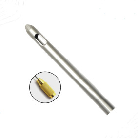 Tapered Tip Two Ports Cannula, Threaded Fitting Tapered Tip Two Ports Cannula, Threaded Fitting