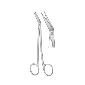 Locklin Gum Scissors, Curved, Angled, 16cm