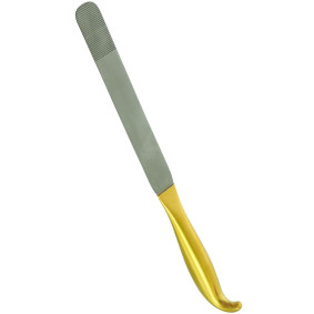 BREAST SPATULA WITH HANDLE 31.5 CM, 25MM X 18 CM BLADE, SERRATED TIP, SEMI MALLABLE BREAST SPATULA WITH HANDLE 31.5 CM, 25MM X 18 CM BLADE, SERRATED TIP, SEMI MALLABLE